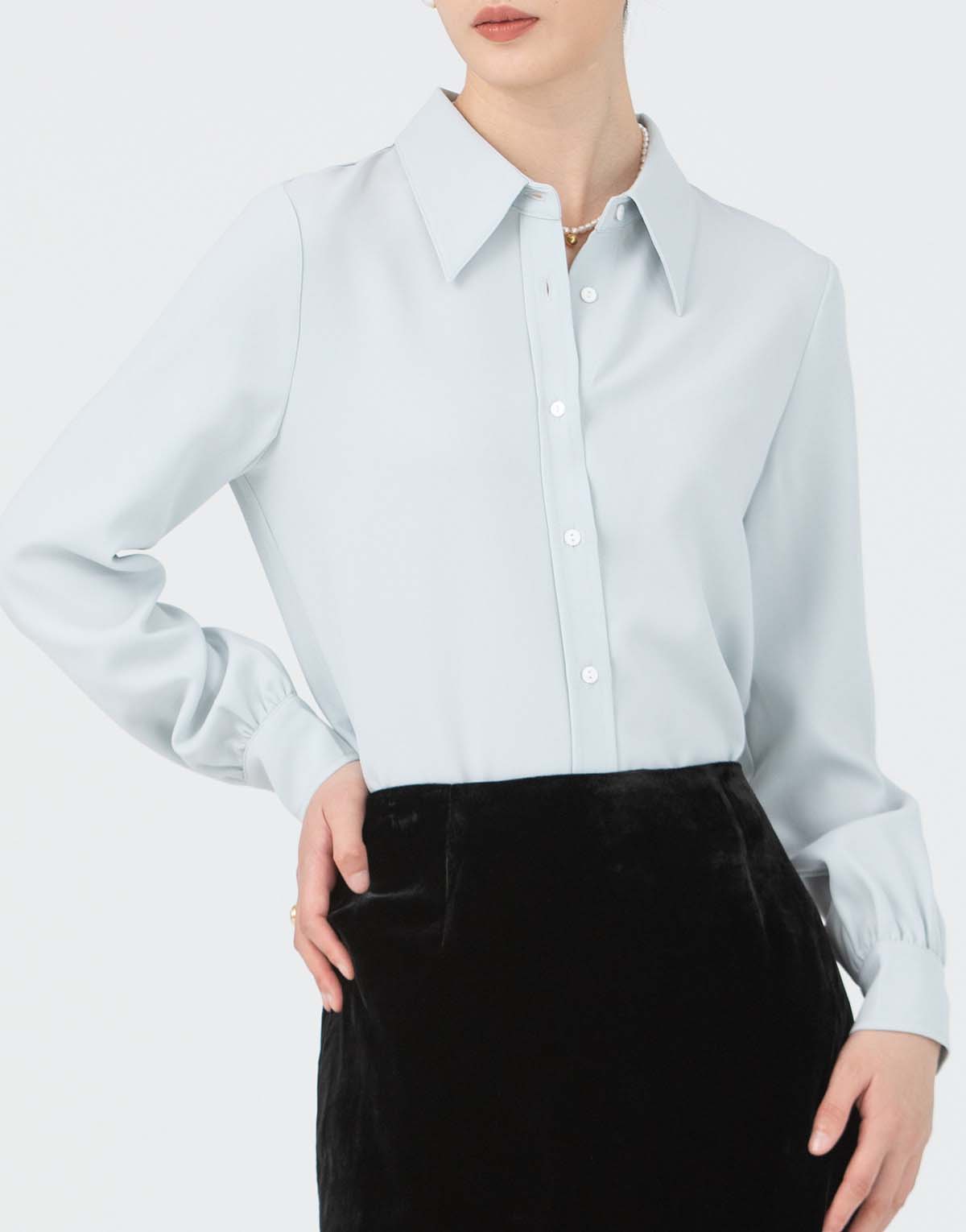 Chic Acetate Fabric Elegant Women's Shirt-s100-1
